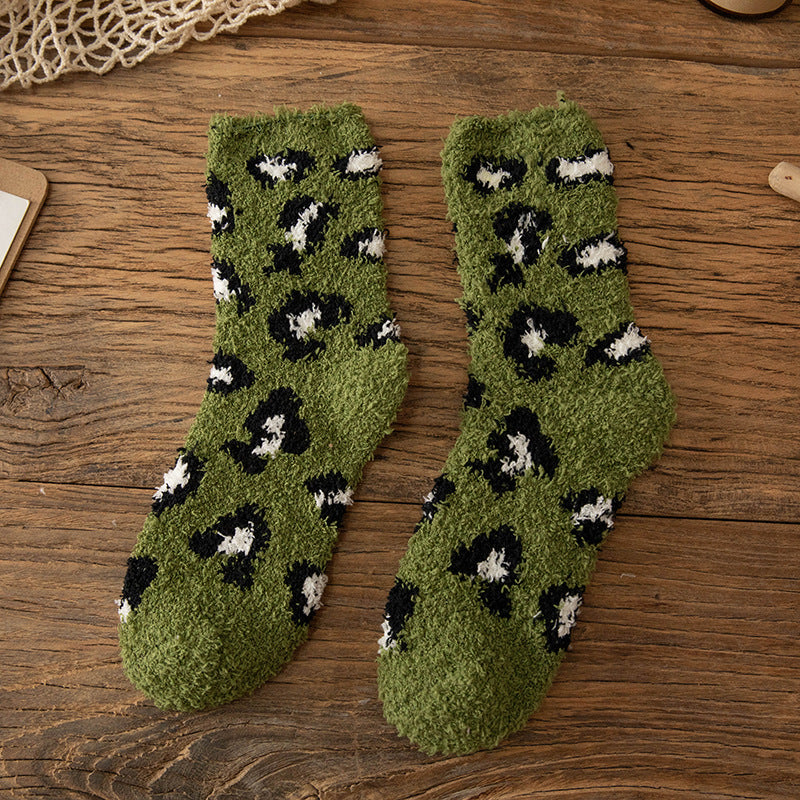 Women's Two Soft Coral Fleece Warm Boat Socks