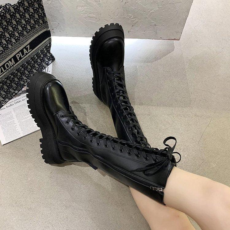Thick Soled Thick Heeled High Top Rider Boots