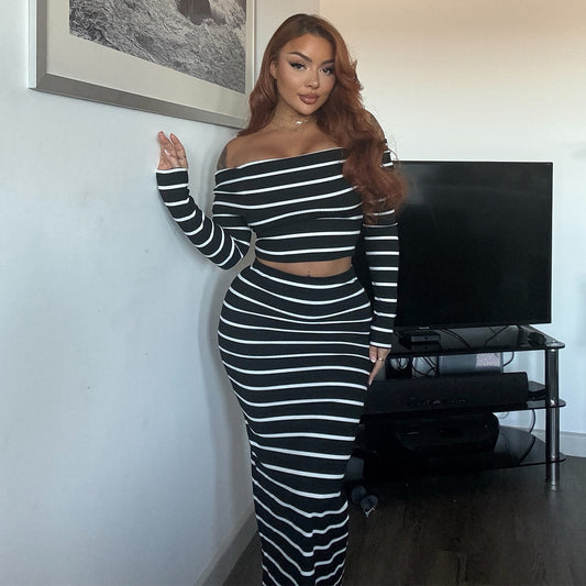 Womens Slim-fit Bodycon Skirt And Top Set