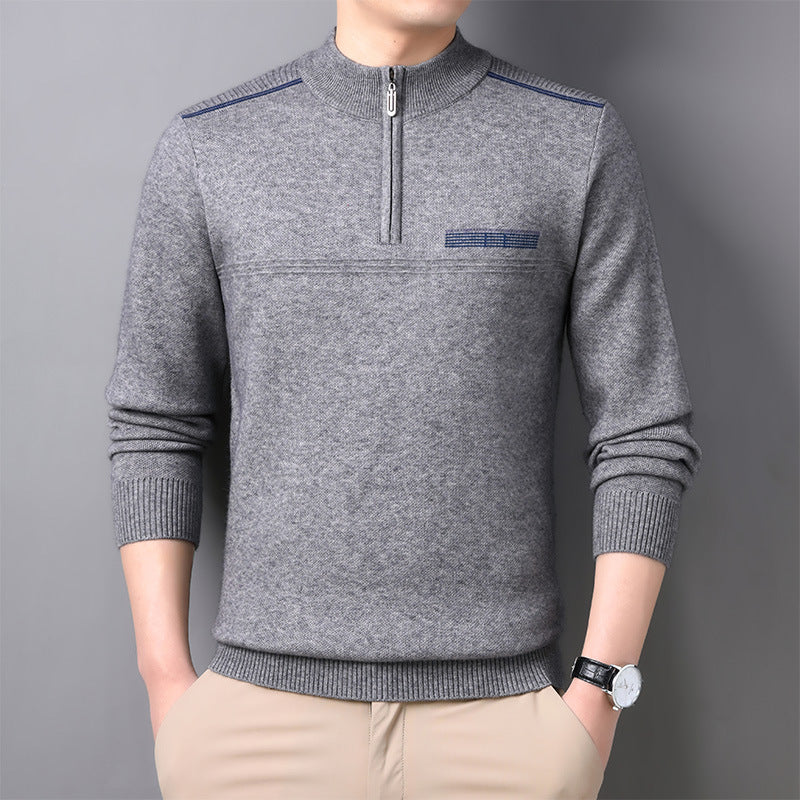 Herre Halv-rullekrave Lynlås Sweater Til Midaldrende Og Ældre Mænd