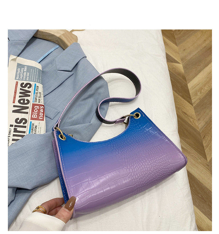 Rainbow Gradient Frog  Pattern Bag Women Handbag Shoulder Arm Bag