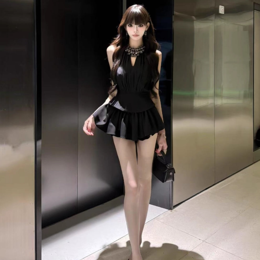 Fashion Halter Coat Skirt Two-piece Suit