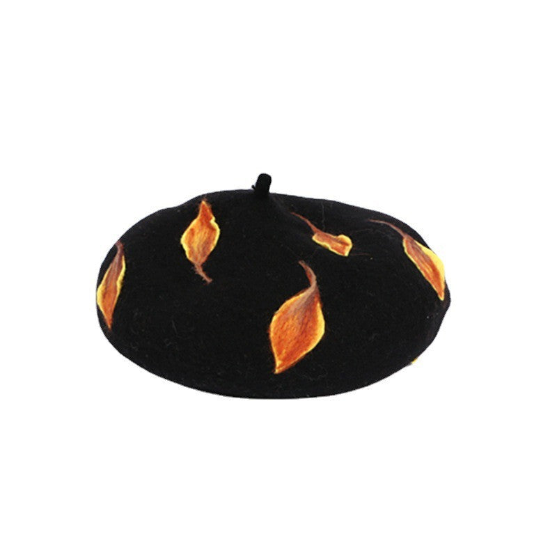 Autumn And Winter Woolen All-matching Painter Hat Black Versatile Creative Gift Hat