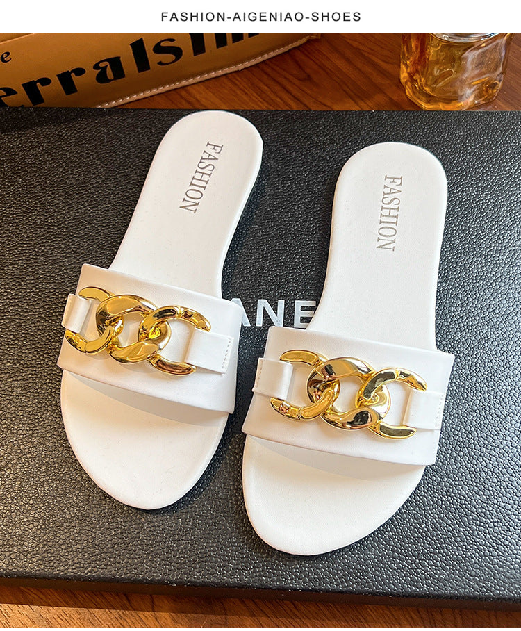 Lazy-style Outdoor Flat Slippers For Women