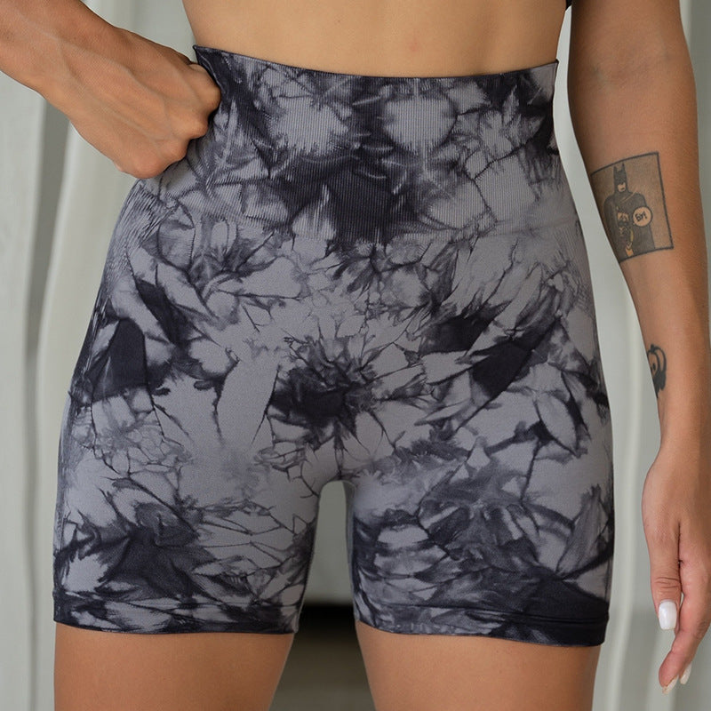 New Peach Tied Bleached Yoga Shorts