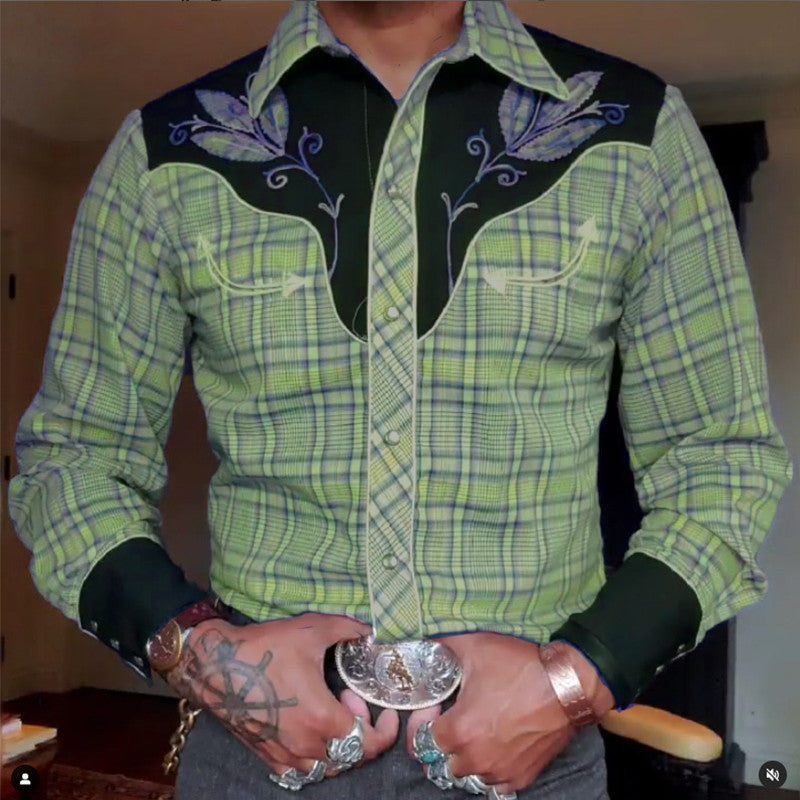 Men's Casual 3D Printing Lapel Long Sleeve Shirt