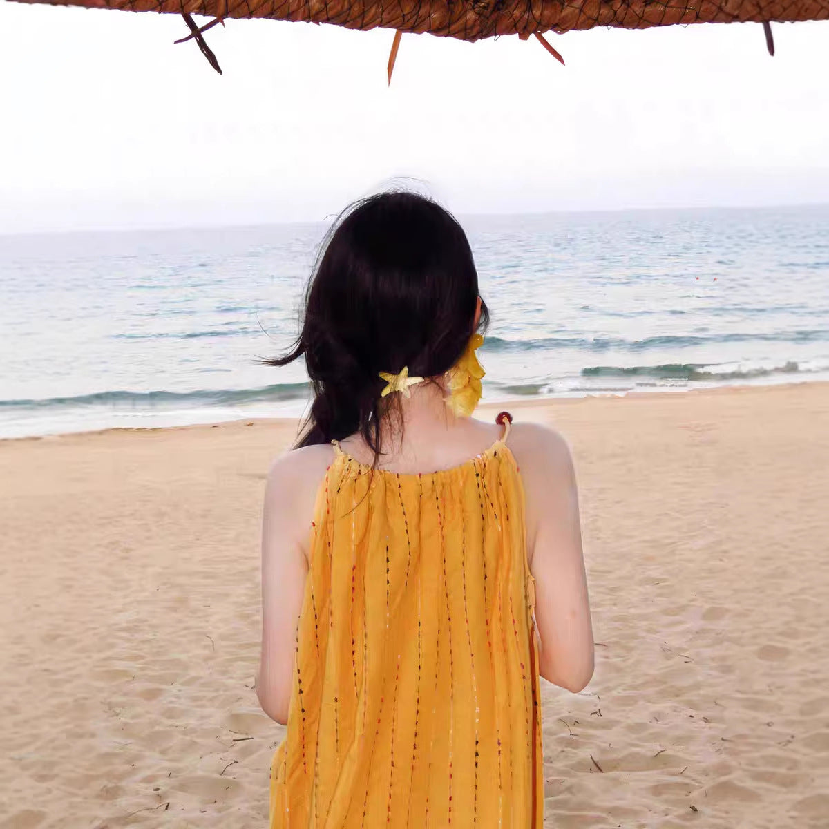 Sweet Fresh-style Spaghetti-strap Dress For Women