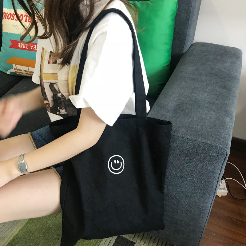 Smiley Canvas Bag One Shoulder Portable Female Student Canvas Bag Shopping Bag