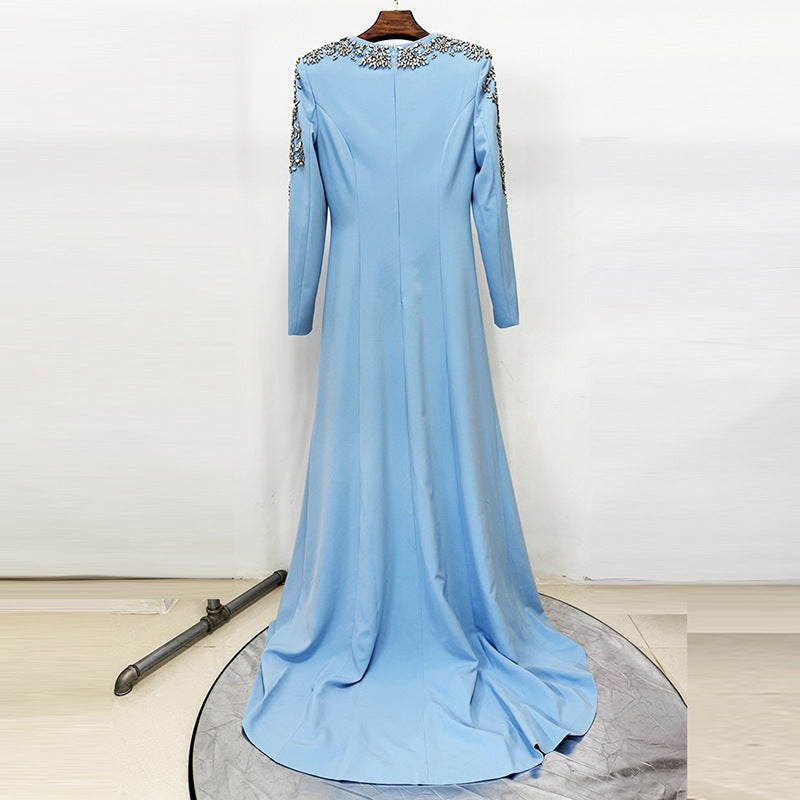 Heavy-duty Beaded And Diamond-encrusted Petite-trailing Long Dress