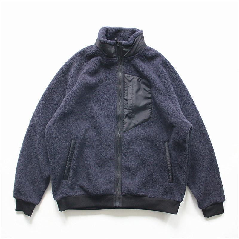 Men's Double-sided Polar Fleece Thickening Stand Collar Cashmere Hoodie