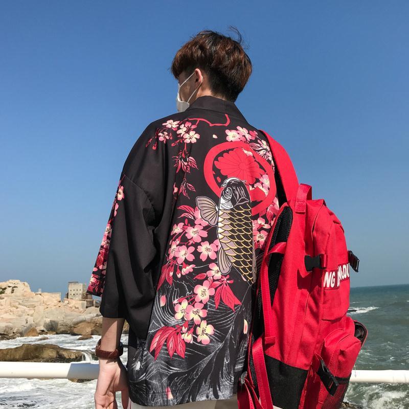Robe Men's Loose Sun Protection Three-quarter Length Sleeves Cardigan Coat