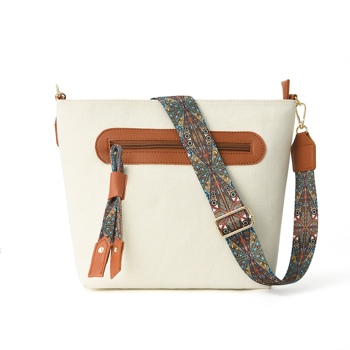 Fashionable Large-Capacity Printed Ribbon Tassel Shoulder Bag
