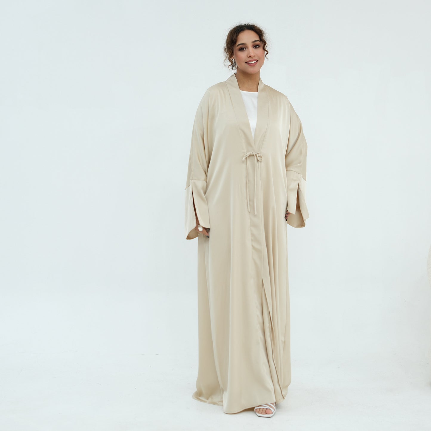 Plus-size Elegant Cardigan Solid-color Robe For The Middle East