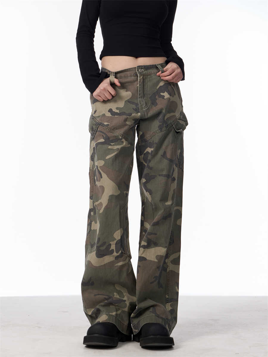 Camouflage Cargo Pants Women's Straight Loose Casual Trousers