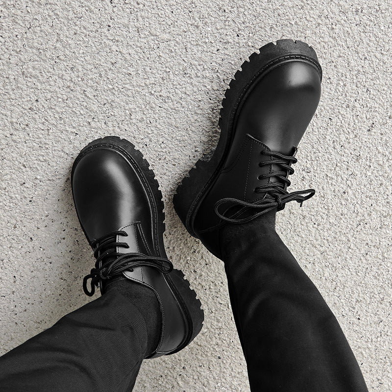 Niche British Casual Men's Shoes Thick Bottom Increased