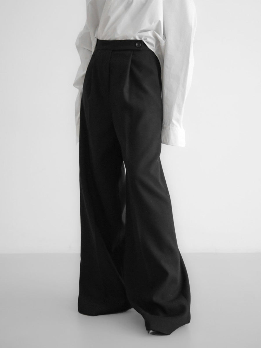 Retro Classic Solid Color Commute Loose Suit Pants