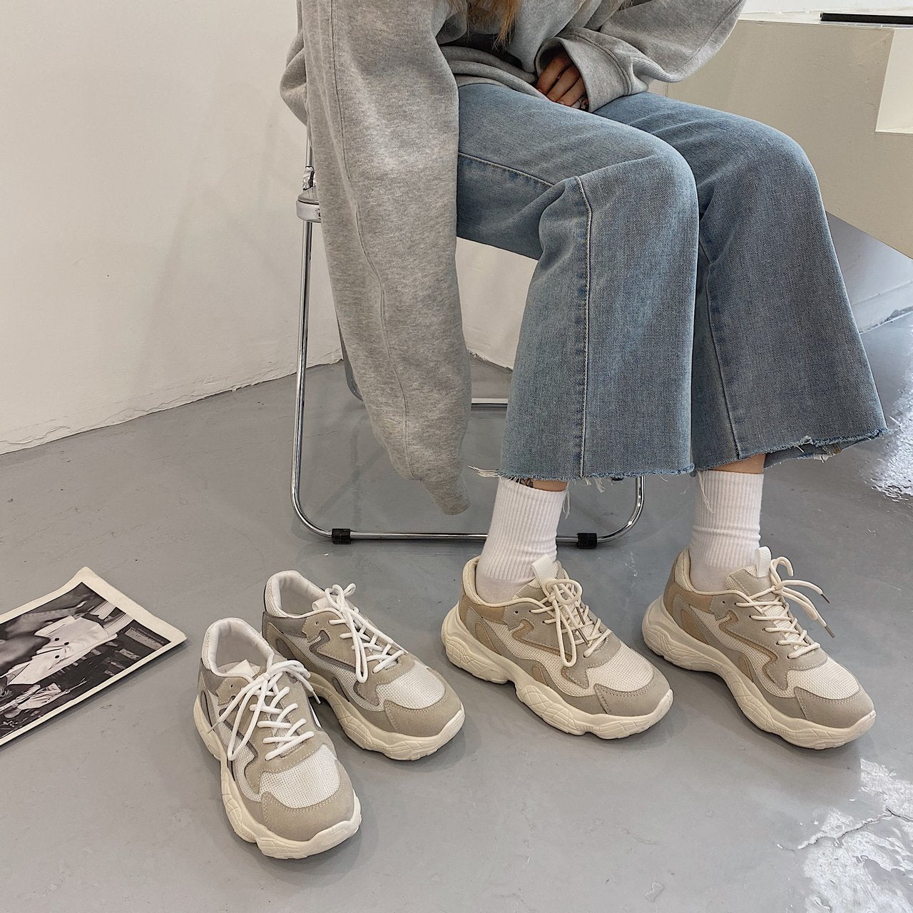 Xiaobai Fried Street Daddy Women's Breathable Thin Net Shoes