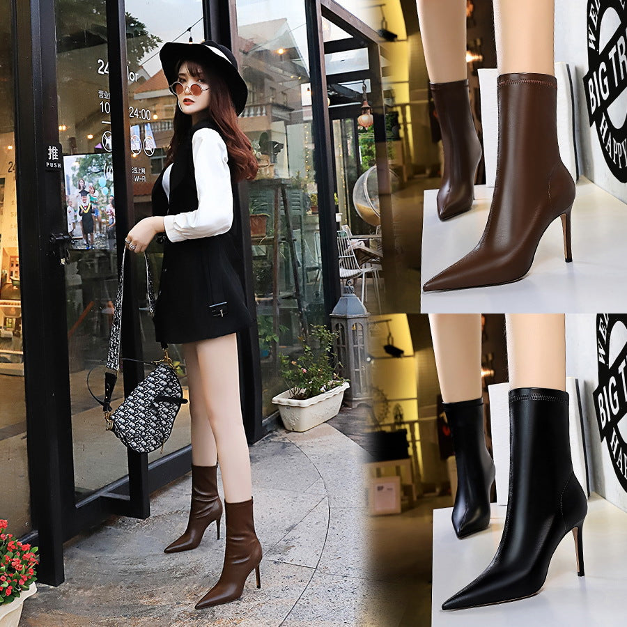 High-heeled Pointed Sexy Nightclub Was Thin Short Boots Women Thin