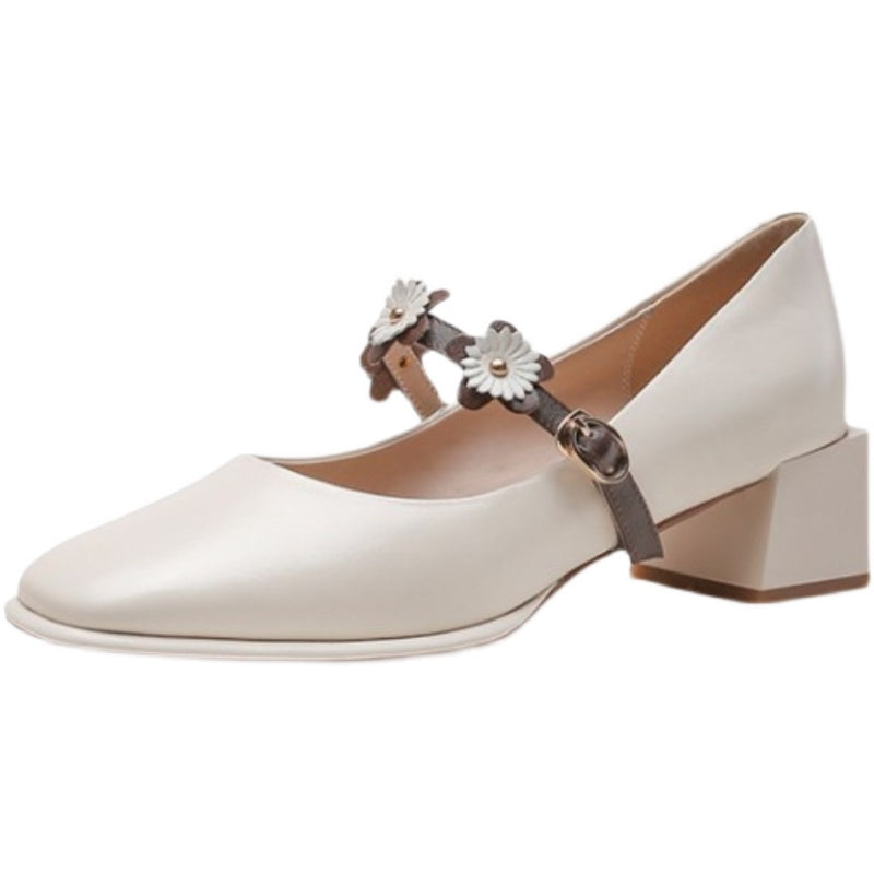 Spring French Retro Square Toe High Heels