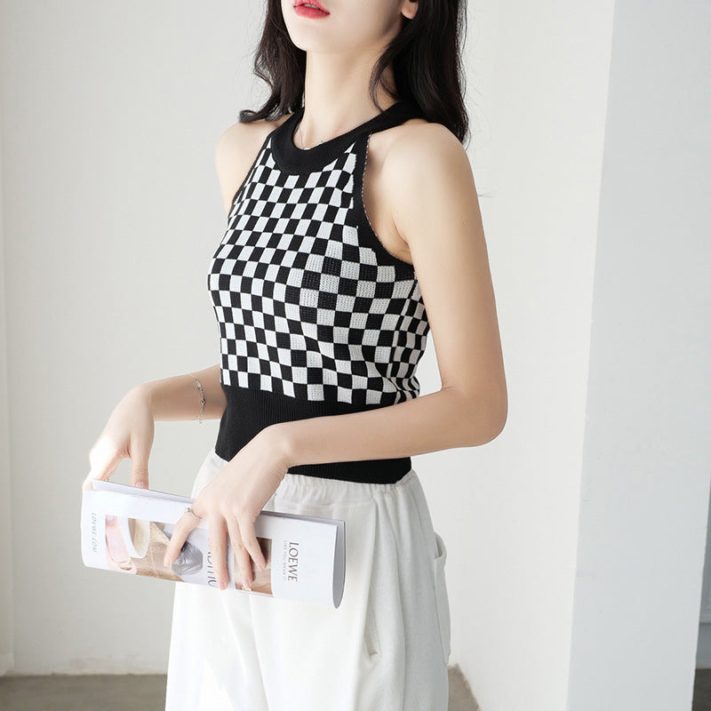 Women's Outer Wear Ice Silk Sleeveless Knitted Sweater