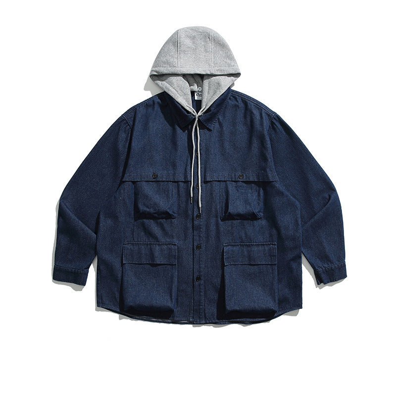 Retro Three-dimensional Pocket Decorative Hooded Jacket