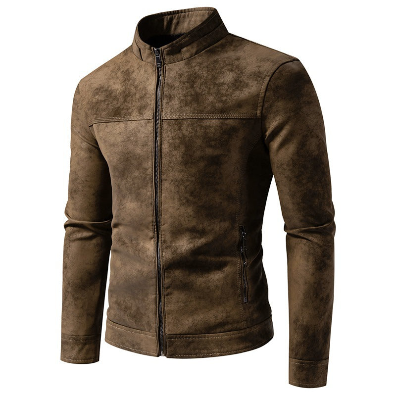 Men's American-style Retro Tie-dyed Leather Jacket