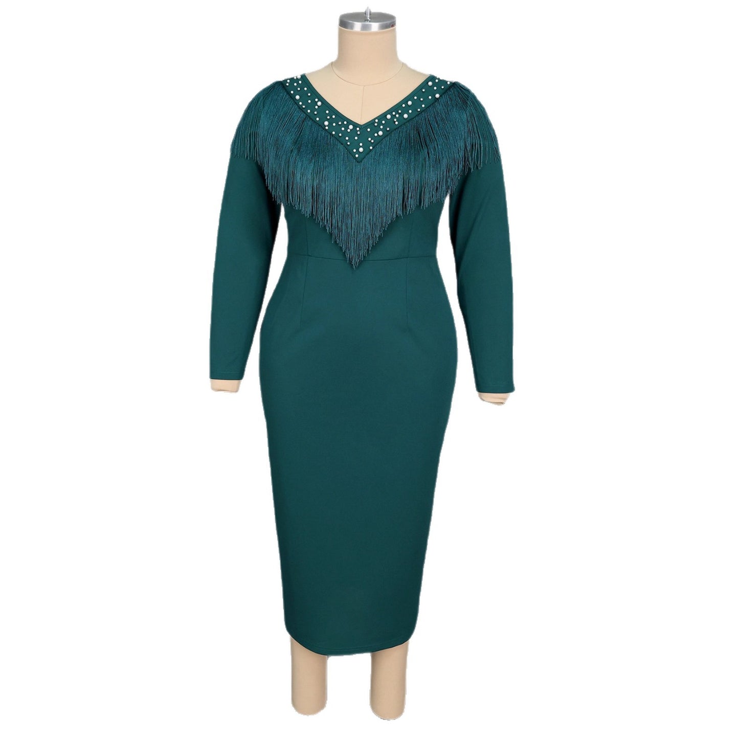 Plus-size Womens Tassel And Beaded Dress