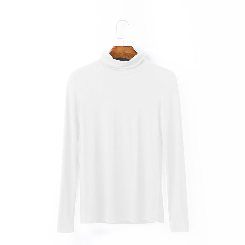 Oversize Women's Long Sleeved T-shirt Solid Color High Collar Modal Undercoat