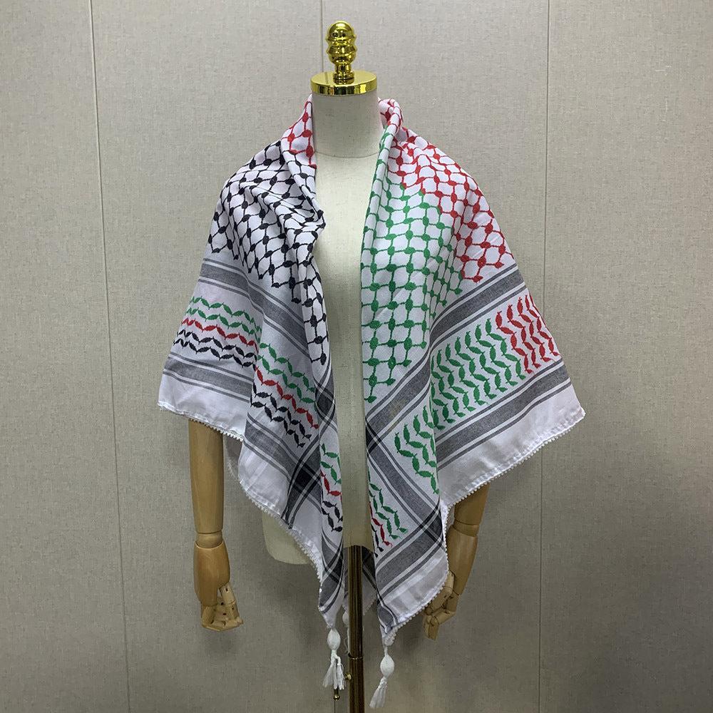 Cross-border Arab Unisex Rice Grain Knot Printing Fashion Square Scarf