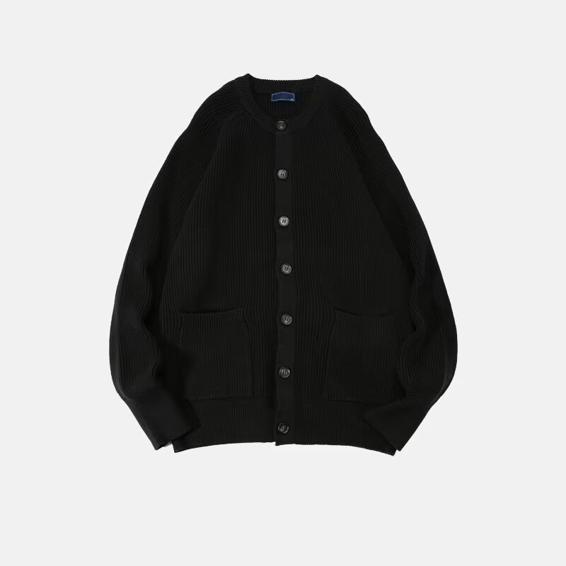 Herre rundhals løs afslappet trend frakke sort sweater