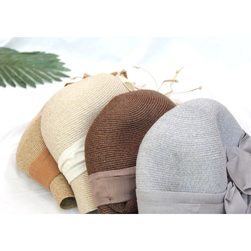 Flowers Curled Brim Basin Straw Hat