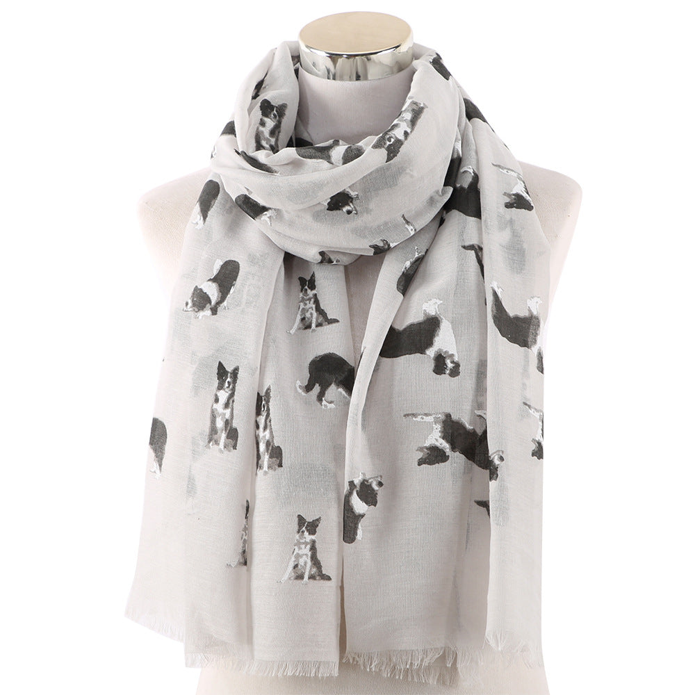 Cute Dog Printed Scarf Women's Outdoor Sun Protection Scarf