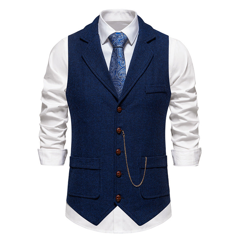 Ny Retro Sildebensmønstret Afslappet Vest Multi-lomme Tough Guy Vest