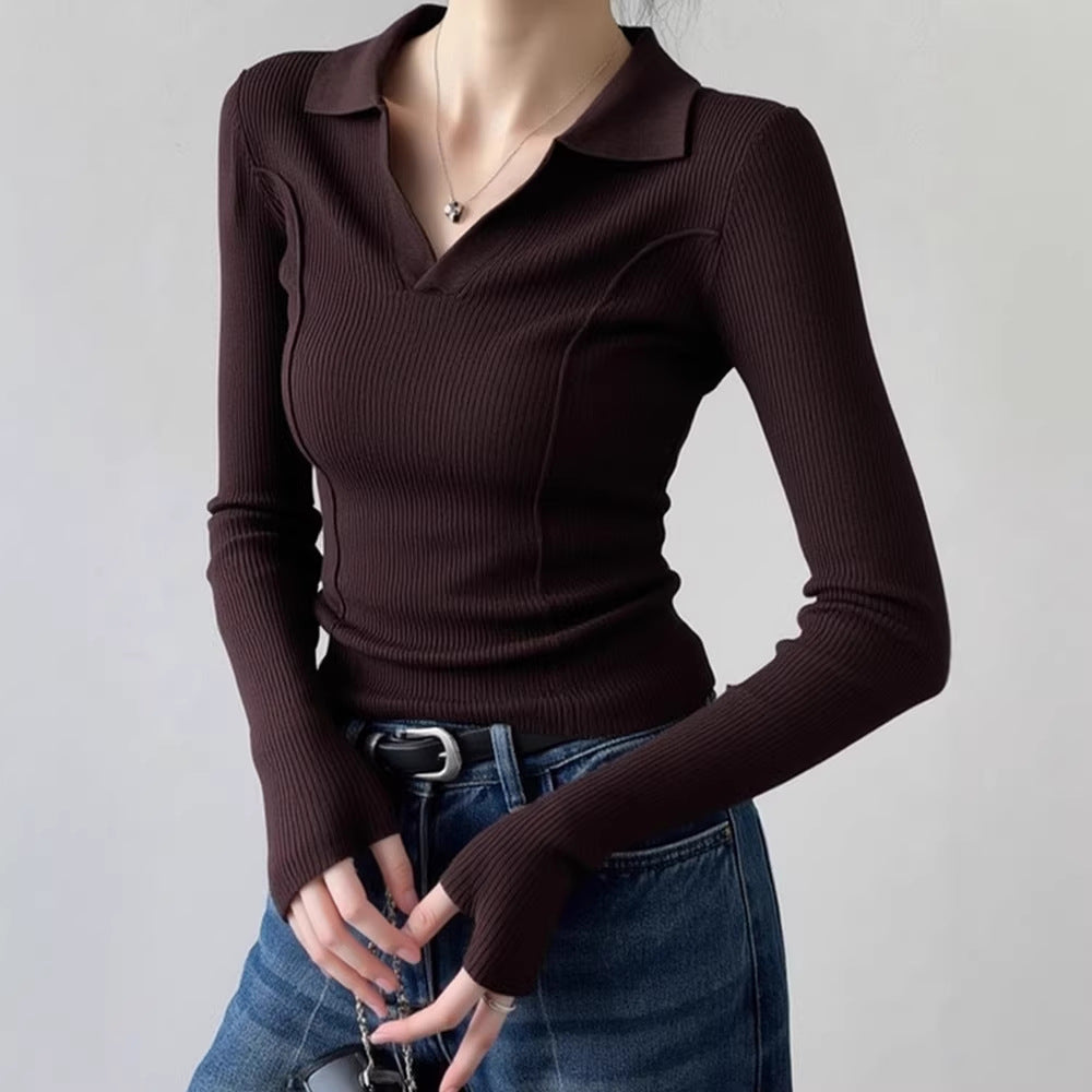 Womens Fashionable Vintage Slim-Fit Knit Sweater