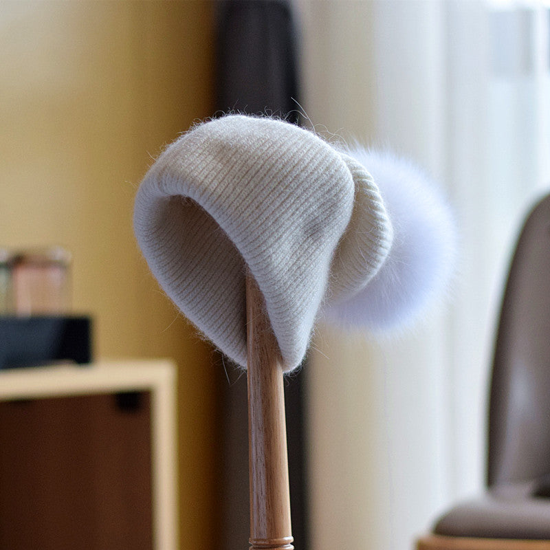 Women's Fashion Fox Fur Wool Cap
