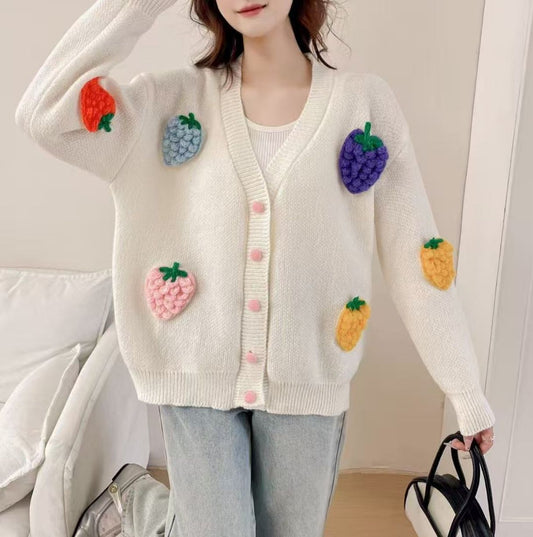 Handmade Embroidery High-end Cardigan Korean Style Design Heavy Work Sweater