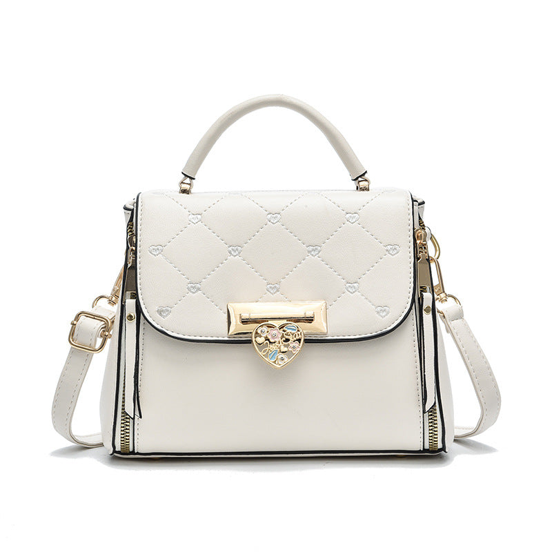New Middle-aged PU Female Solid Color Small Square Metal Bag