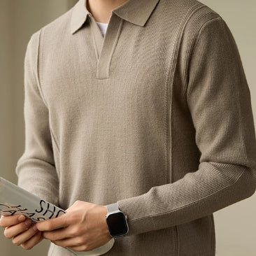Herre high-end amerikansk business casual langærmet sweater med polokrave