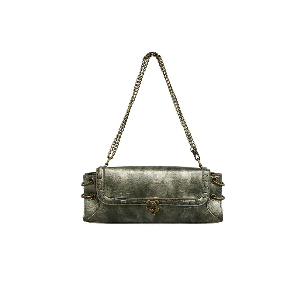 Design One-shoulder Lock Bronze Gold Crossbody Bag