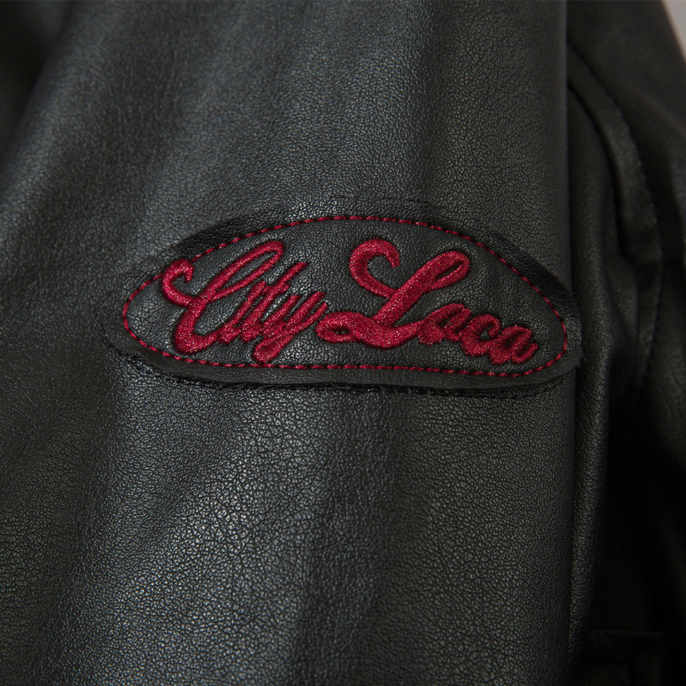 Loose Lapels Leather Coat Boys Spring And Autumn Rock
