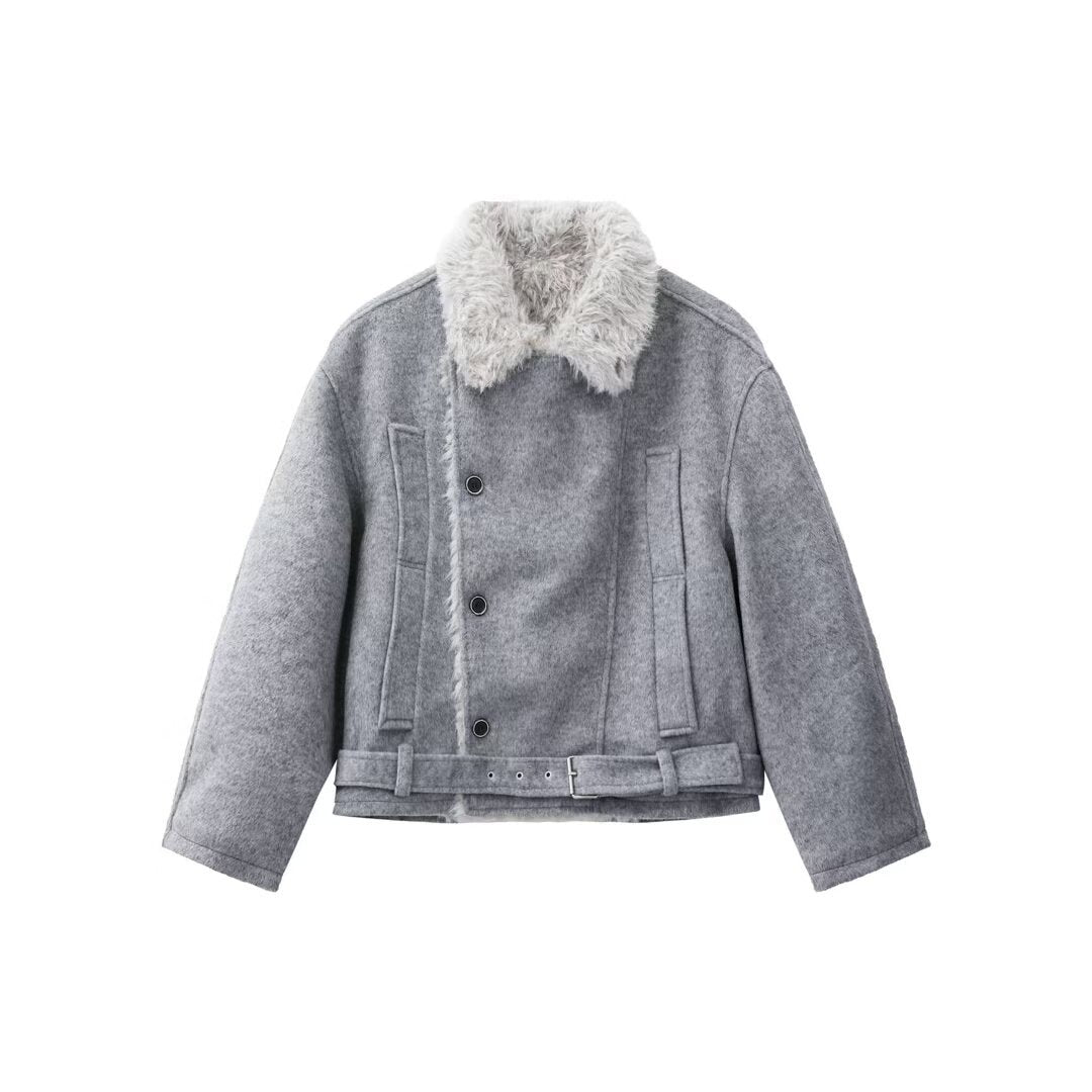 Turn-down Collar Relaxed-fit Jacket Retro-style Fashionable Cotton Coat