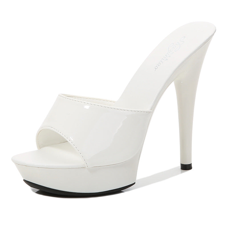 Women's Fashion One Word Strap Stiletto Slippers