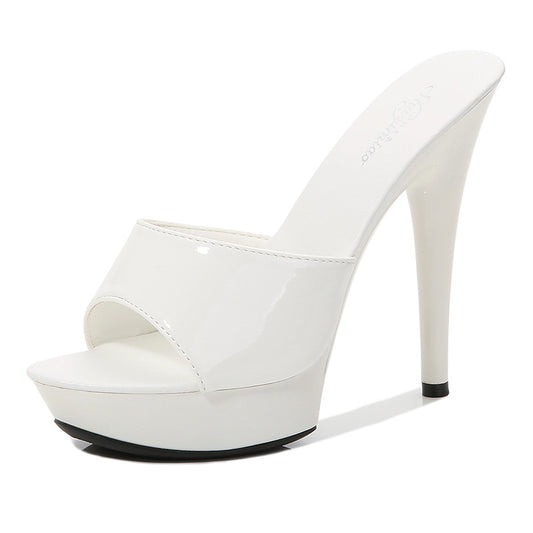 Women's Fashion One Word Strap Stiletto Slippers