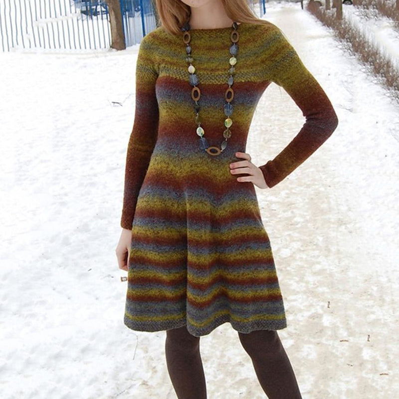 Womens Crew-Neck Long-Sleeve Halloween Funny Sweater Dress