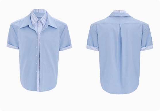 Male Niche Striped Contrasting Patchwork Shirt Top