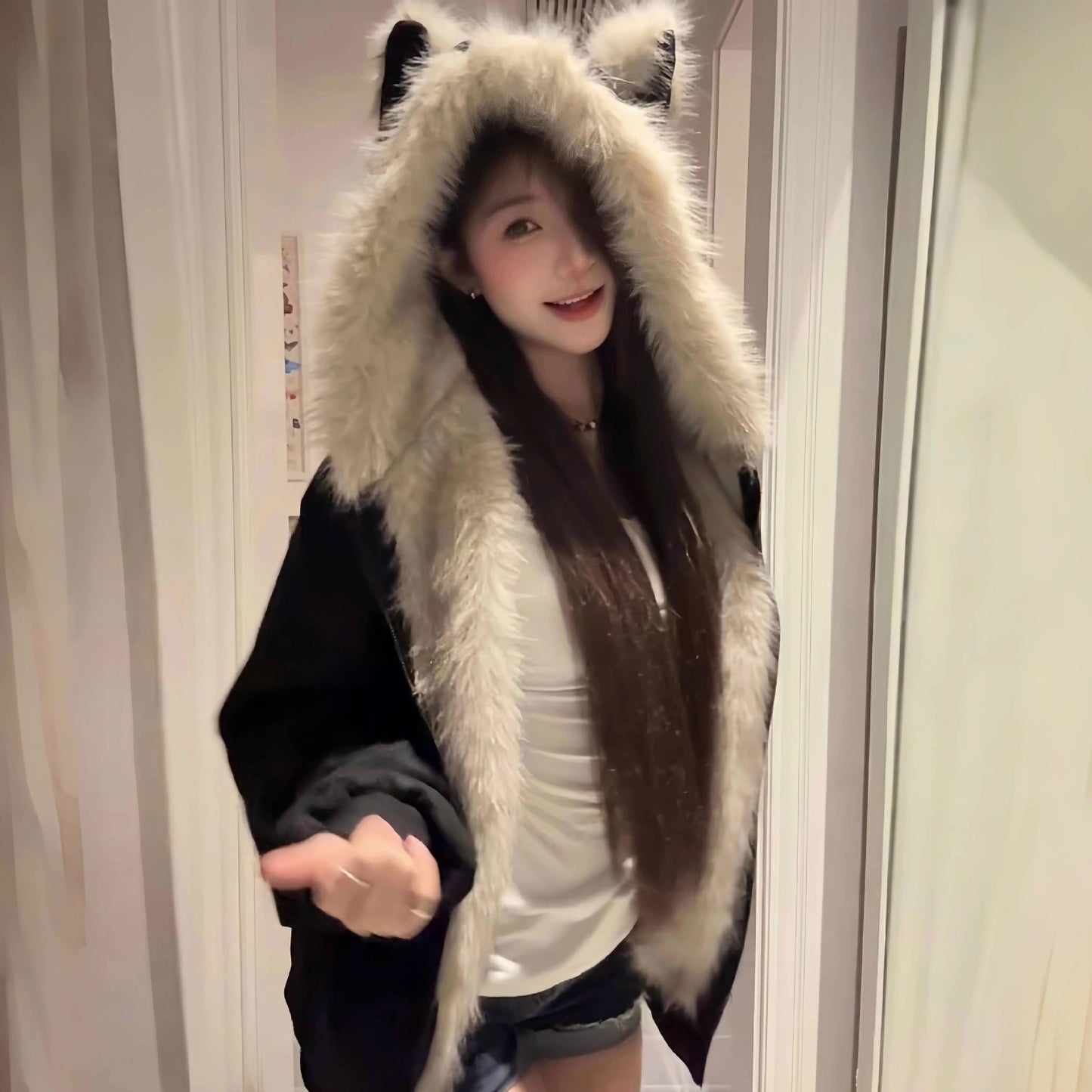 Autumn And Winter Thickening Black Clip Cotton Jacket