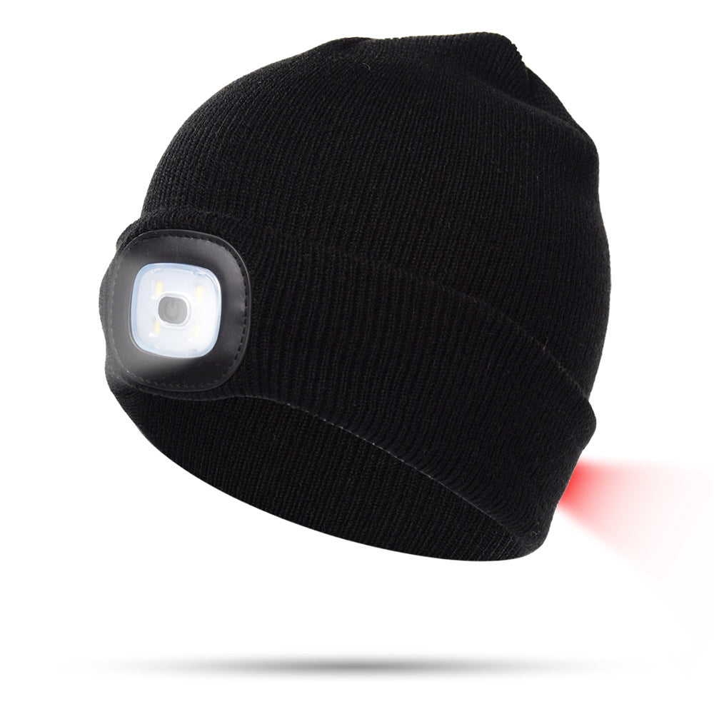 Rechargeable Model Outdoor Sports Dual Light Model LED Light Knitted Hat
