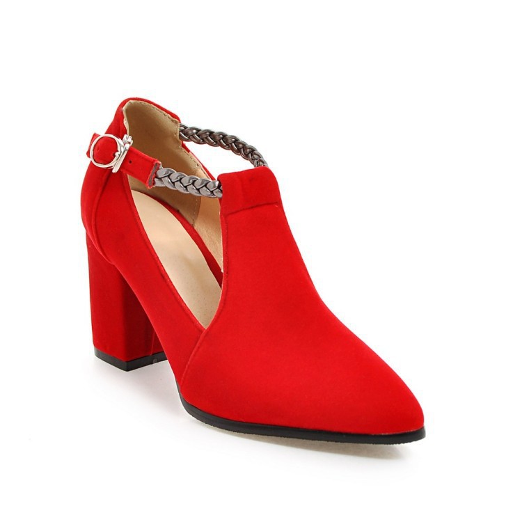 Women's Pointed Toe Buckle Thick High Heel Sandals