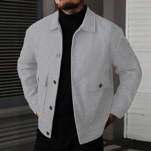 Men's Lapel Jacket Workwear Style Short Top