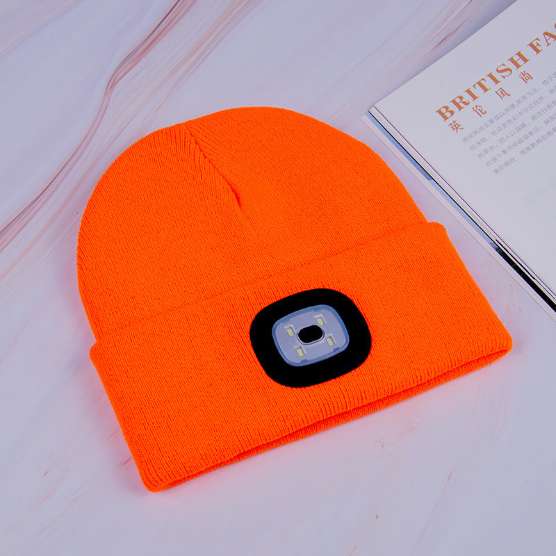Rechargeable Model Outdoor Sports Dual Light Model LED Light Knitted Hat